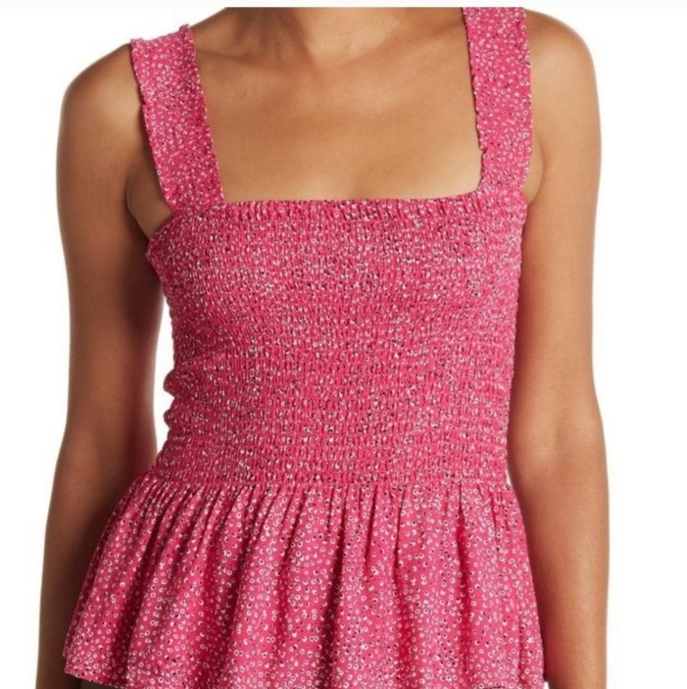 Elodie Smocked Peplum Tank - XL